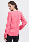 Fransa Haida Waffle Textured Pattern Blouse, Carmine Rose