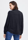 Fransa Haida Waffle Textured Pattern Blouse, Navy Blazer