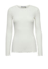 Fransa Hizamond Lettuce Hem Top, White