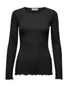 Fransa Hizamond Lettuce Hem Top, Black