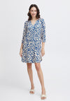 Fransa Seen V-Neck Tunic Mini Dress, Beaucoup Blue