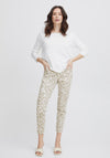 Fransa Tessa Slim Leg Print Trousers, Sand