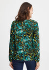 Fransa Floral Print Blouse, Porcelain Green