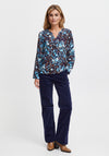 Fransa Floral Print Blouse, Blue