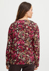 Fransa Floral Print Blouse, Very Berry