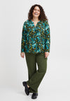 Fransa Curve Floral Print Blouse, Porcelain Green