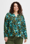 Fransa Curve Floral Print Blouse, Porcelain Green