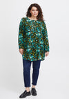Fransa Curve Floral Print Tunic Blouse, Porcelain Green