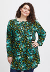 Fransa Curve Floral Print Tunic Blouse, Porcelain Green