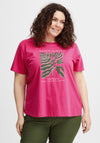 Fransa Curve Printed T-shirt, Very Berry