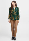 Fransa V-Neck Stripe Print Blouse, Ponderosa Pine