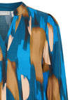 Fransa Dany V-Neck Print Blouse, Blue