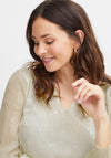 Fransa V-Neck Shimmery Blouse, Whitecap Gray