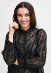 Fransa Sheer Metallic Print Blouse, Black