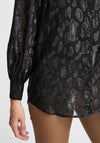 Fransa Sheer Metallic Print Blouse, Black
