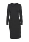 Fransa Asymmetric Neckline Jersey Knee Length Dress, Black