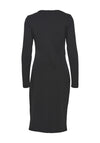 Fransa Asymmetric Neckline Jersey Knee Length Dress, Black