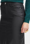 Fransa Malin Coated Midi Pencil Skirt, Black