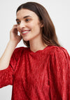 Fransa Madison Ribbed Velour Blouse, Chili Pepper