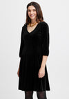 Fransa Cassandra Velour Knee Length Dress, Black