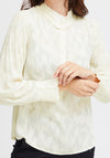Fransa Floral Embossed Blouse, Whitecap Gray