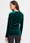 Fransa Cassandra Velour Ruched Wrap Top, Ponderosa Pine