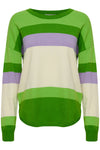 Fransa Melani Block Stripe Knitted Sweater, Online Lime Mix