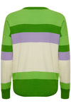 Fransa Melani Block Stripe Knitted Sweater, Online Lime Mix