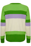 Fransa Melani Block Stripe Knitted Sweater, Online Lime Mix
