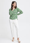 Fransa Ilje V- Neck Leaf Print Top, Online Lime