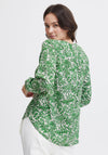 Fransa Ilje V- Neck Leaf Print Top, Online Lime