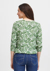 Fransa Ilje Round Neck Leaf Print Top, Online Lime