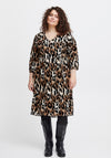 Fransa Curve Elastic Waist Leopard Print Mini Dress, Tigers Eye