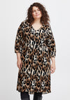 Fransa Curve Elastic Waist Leopard Print Mini Dress, Tigers Eye