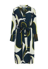 Fransa Lena Abstract Print Midi Dress, Navy & Yellow