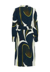Fransa Lena Abstract Print Midi Dress, Navy & Yellow