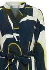 Fransa Lena Abstract Print Midi Dress, Navy & Yellow