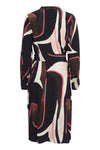 Fransa Lena Abstract Print Midi Dress, Navy & Pink