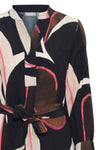 Fransa Lena Abstract Print Midi Dress, Navy & Pink