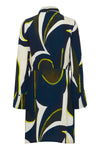 Fransa Lena Abstract Print Knee Length Shirt Dress, Navy & Yellow