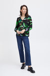 Fransa Gila Marble Print Blouse, Green