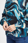 Fransa Gila Marble Print Blouse, Blue