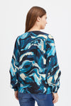 Fransa Gila Marble Print Blouse, Blue