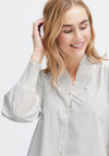 Fransa Pops Shirred V-Neckline Blouse, Blanc De Blanc
