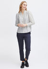 Fransa Pops Shirred V-Neckline Blouse, Blanc De Blanc