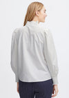 Fransa Pops Shirred V-Neckline Blouse, Blanc De Blanc