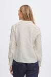 Fransa Blondie Embroidered Sleeve Blouse, Arctic Wolf