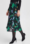 Fransa Deboth Marble Pleated Midi Skirt, Online Lime