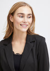 Fransa Cedilan Lapel Collar Short Blazer Jacket, Black