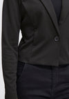 Fransa Cedilan Lapel Collar Short Blazer Jacket, Black